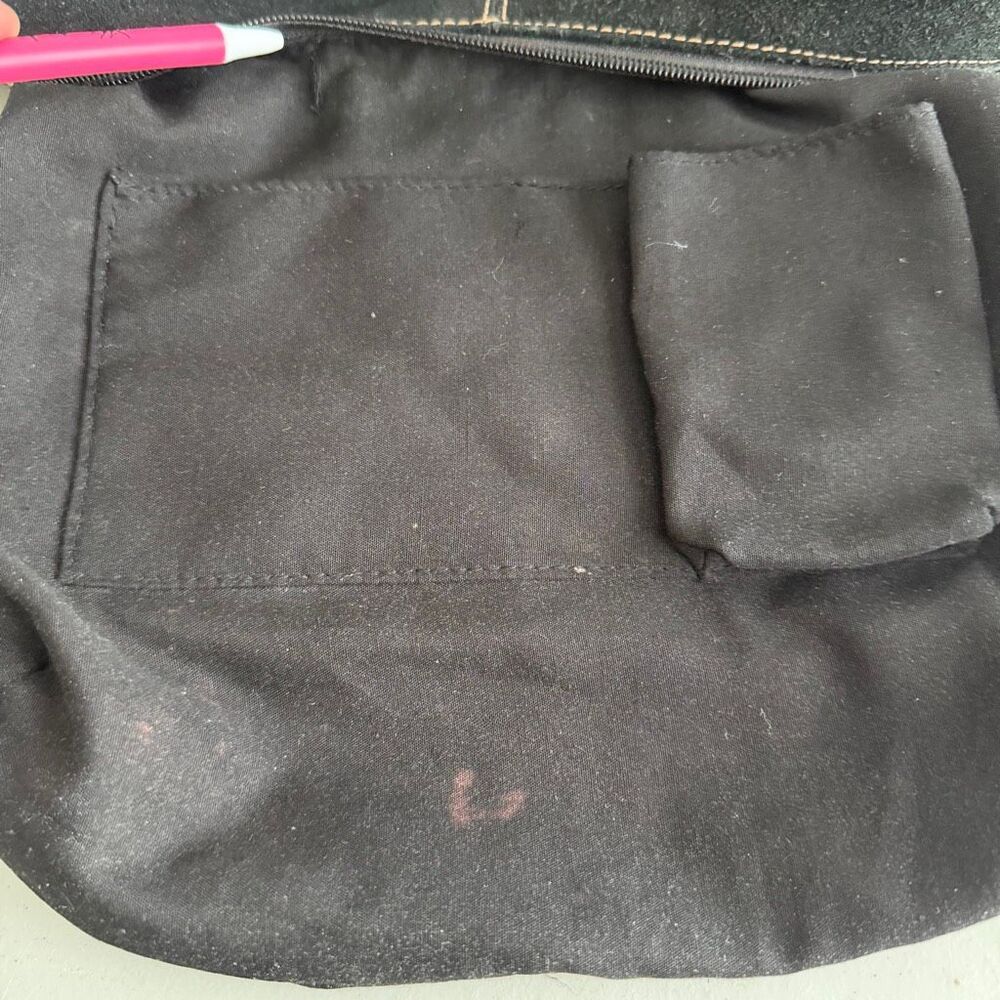 Y2K The Sak Black Suede Leather Chain Strap Shoulder Hobo Bag Purse Vintage - Picture 14 of 16